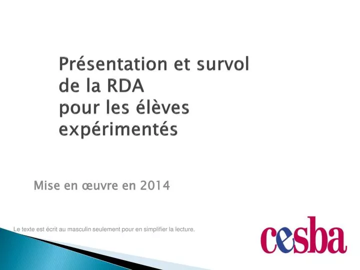 pr sentation et survol de la rda pour les l ves exp riment s