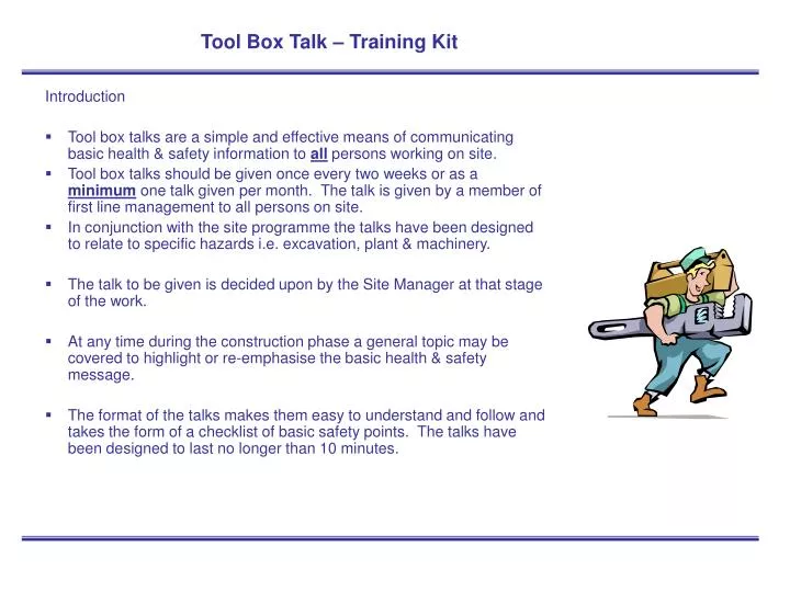 tool box talk training kit
