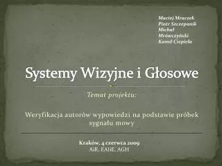 systemy wizyjne i g osowe
