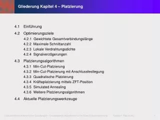 Gliederung Kapitel 4 – Platzierung