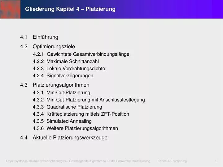 gliederung kapitel 4 platzierung