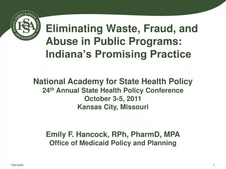 eliminating waste fraud and abuse in public programs indiana s promising practice