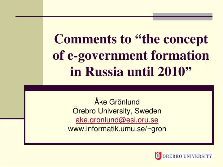 comments to the concept of e government formation in russia until 2010