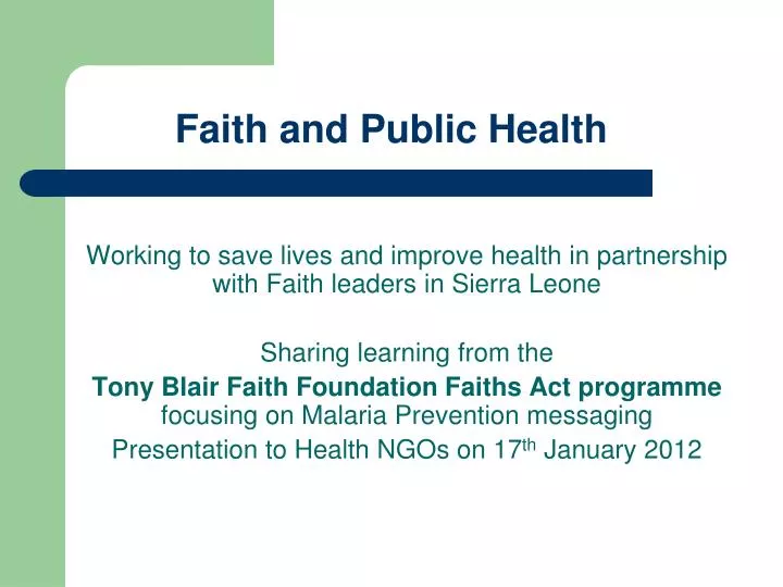 faith and public health