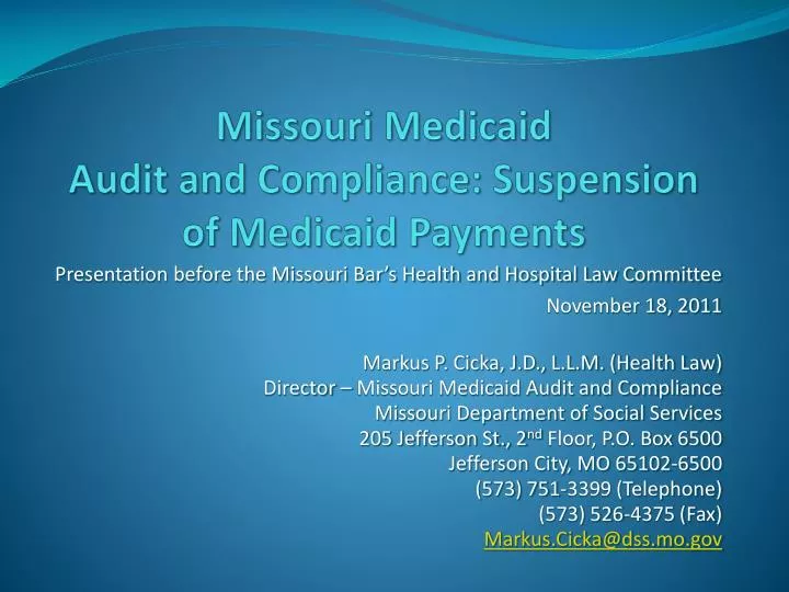 missouri medicaid audit and compliance suspension of medicaid payments
