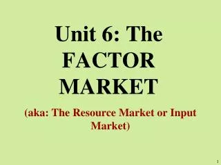 Unit 6: The FACTOR MARKET