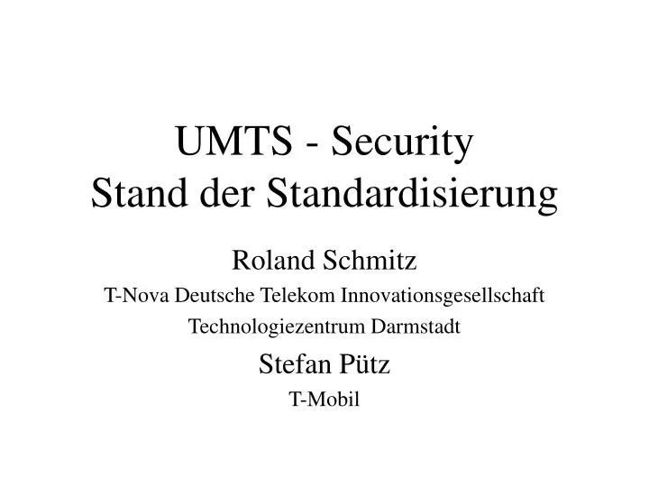 umts security stand der standardisierung