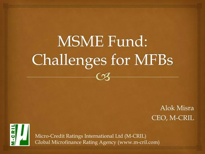 msme fund challenges for mfbs