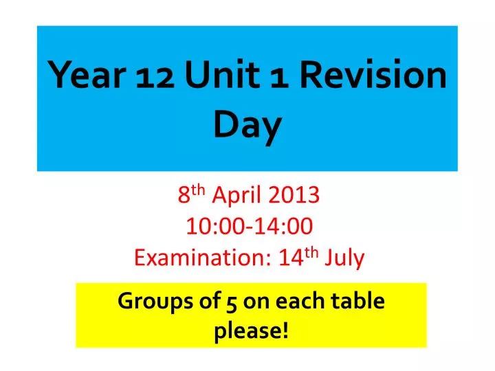 year 12 unit 1 revision day