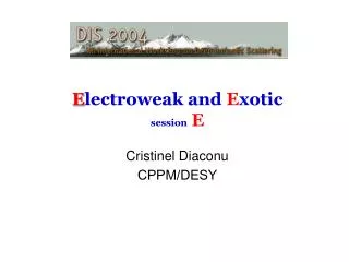 E lectroweak and E xotic session E