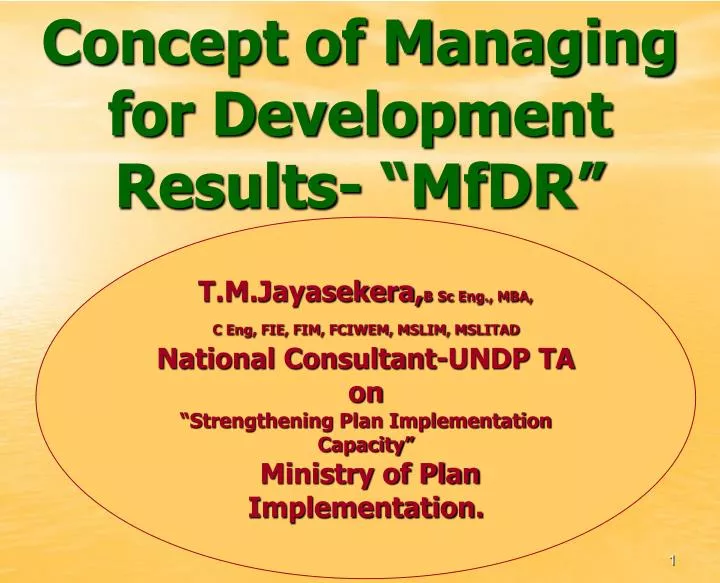concept of managing for development results mfdr