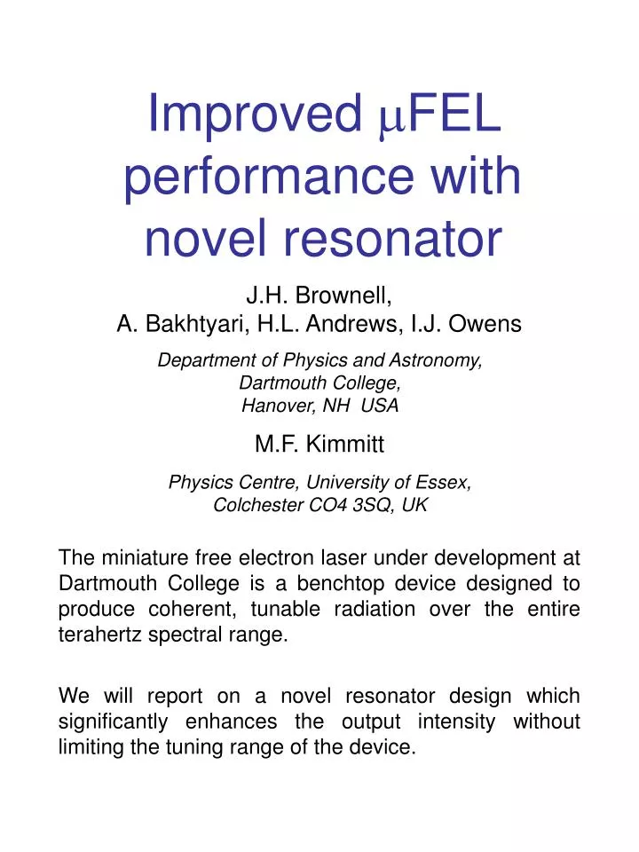 improved m fel performance with novel resonator