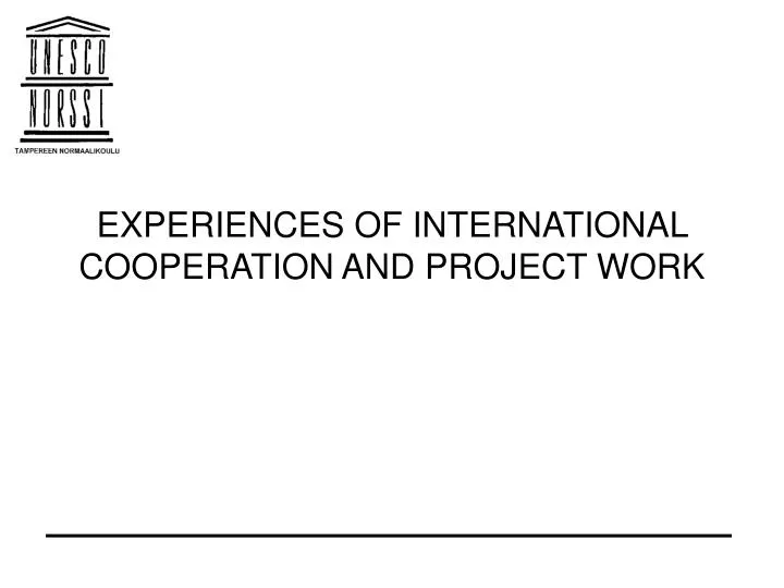 experiences of international cooperation and project work