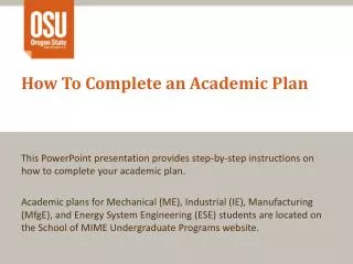 How To Complete an Academic Plan