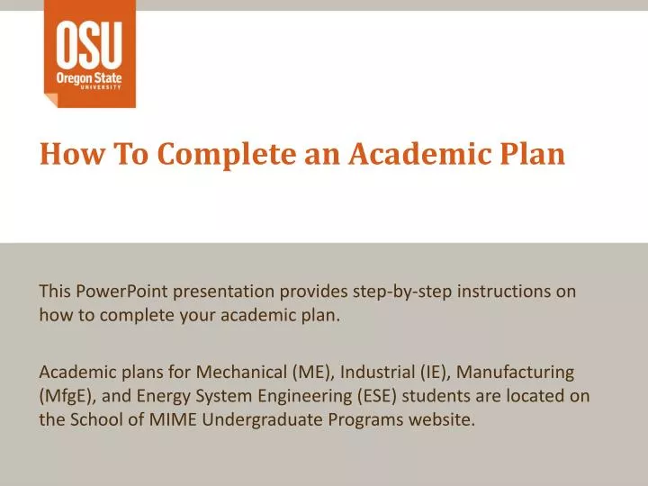 how to complete an academic plan