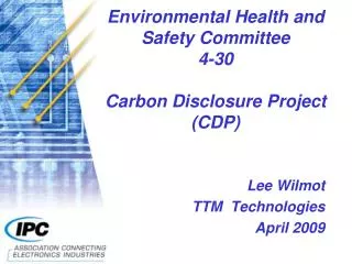 Environmental Health and Safety Committee 4-30 Carbon Disclosure Project (CDP)