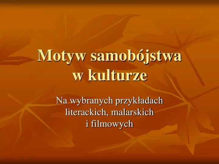 motyw samob jstwa w kulturze