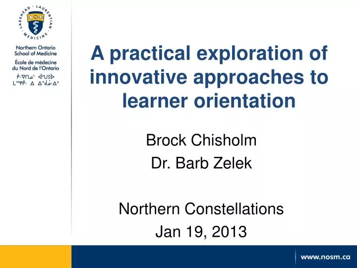 a practical exploration of innovative approaches to learner orientation