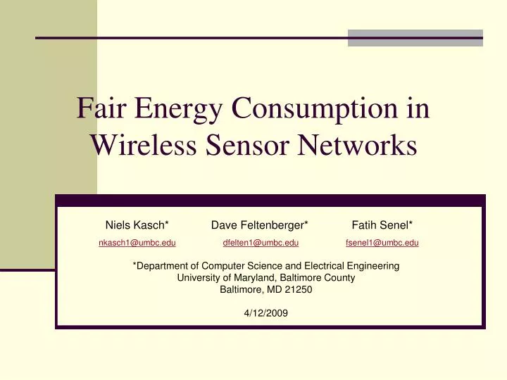 fair energy consumption in wireless sensor networks