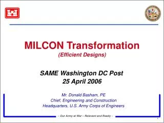 MILCON Transformation (Efficient Designs)
