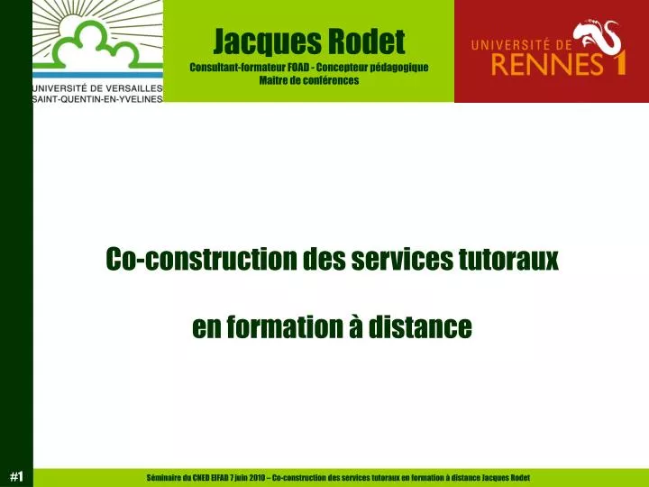 co construction des services tutoraux en formation distance