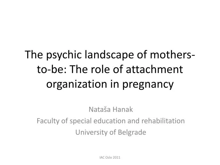 the psychic landscape of mothers to be the role of attachment organization in pregnancy