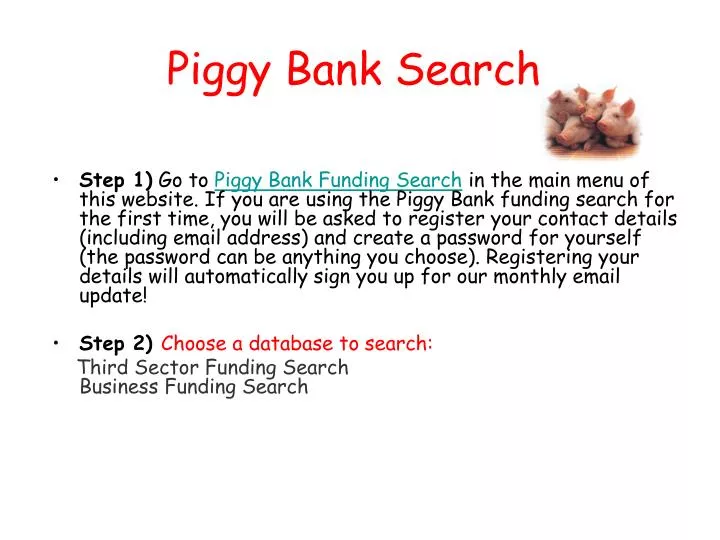 piggy bank search