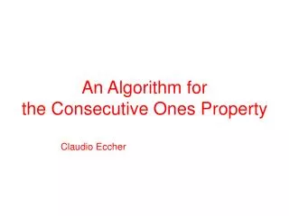 An Algorithm for the Consecutive Ones Property