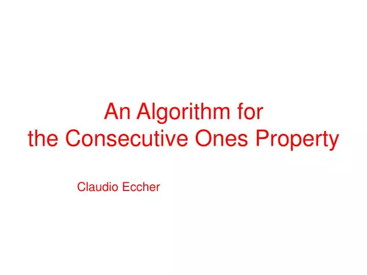 an algorithm for the consecutive ones property