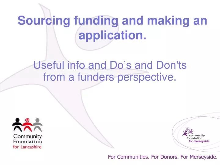sourcing funding and making an application