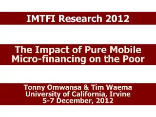 IMTFI Research 2012