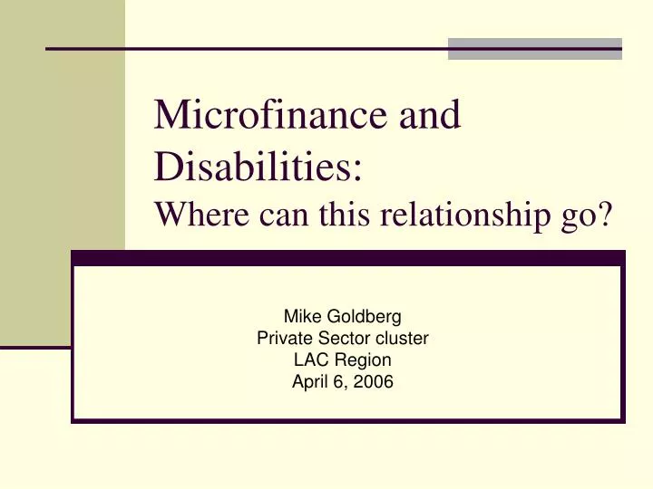 microfinance and disabilities where can this relationship go
