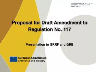 Proposal for Draft Amendment to Regulation No. 117
