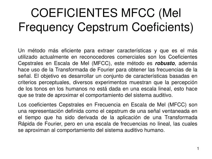 coeficientes mfcc mel frequency cepstrum coeficients