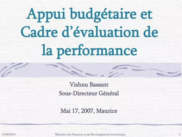 appui budg taire et cadre d valuation de la performance