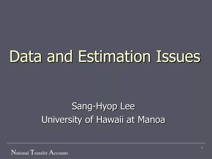 data and estimation issues