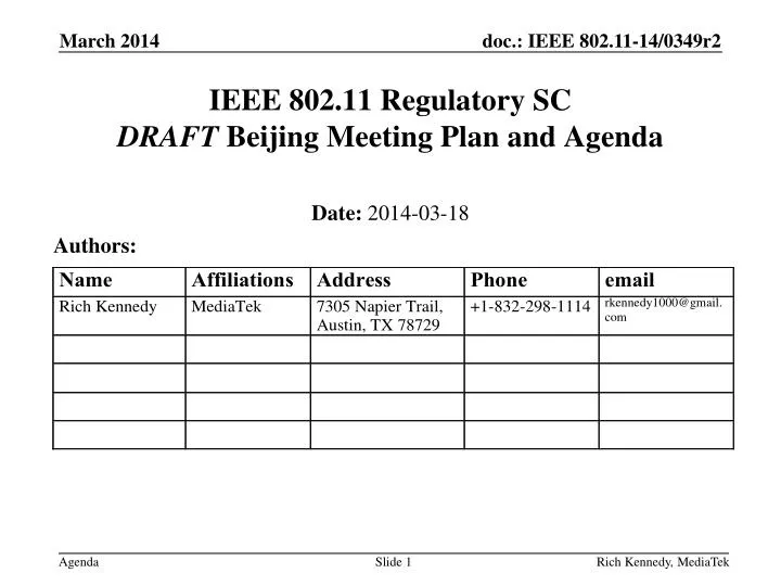 ieee 802 11 regulatory sc draft beijing meeting plan and agenda