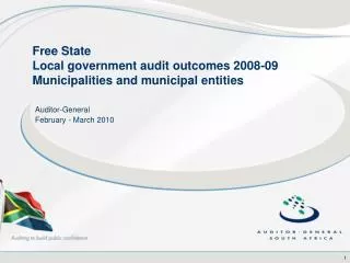 Free State Local government audit outcomes 2008-09 Municipalities and municipal entities