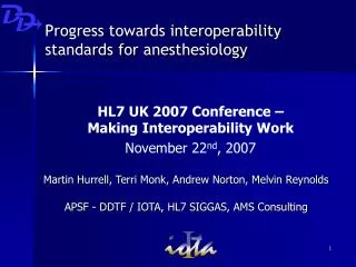 Progress towards interoperability standards for anesthesiology