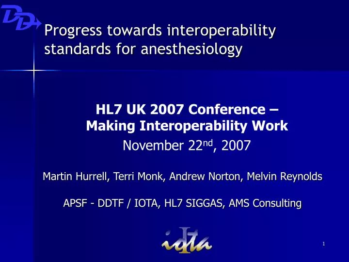 progress towards interoperability standards for anesthesiology