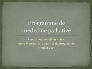 programme de m decine palliative
