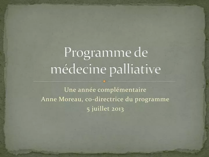 programme de m decine palliative