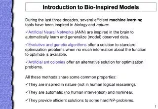 Introduction to Bio-Inspired Models