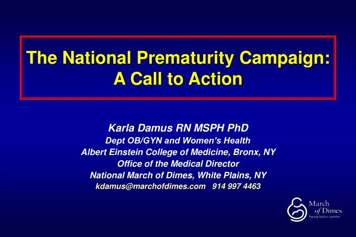 the national prematurity campaign a call to action