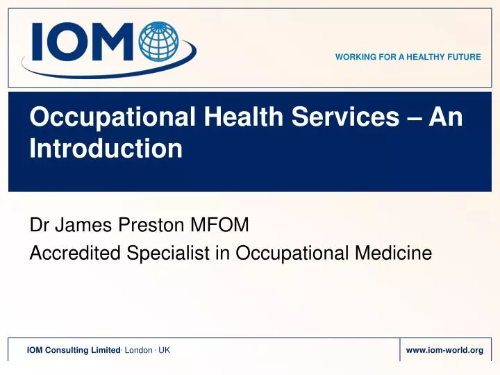 occupational health services an introduction