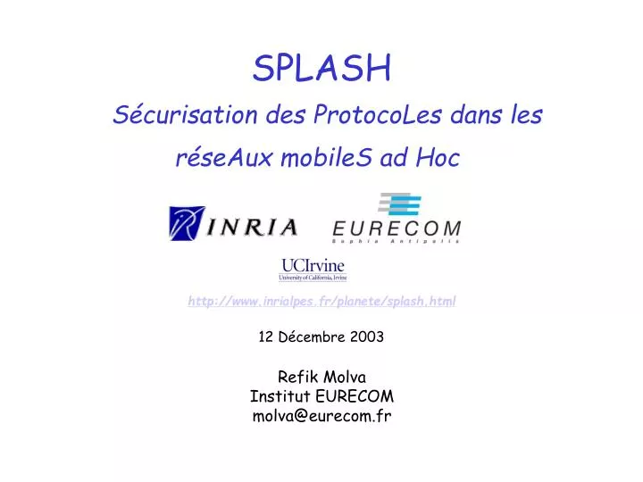 splash s curisation des protocoles dans les r seaux mobiles ad hoc