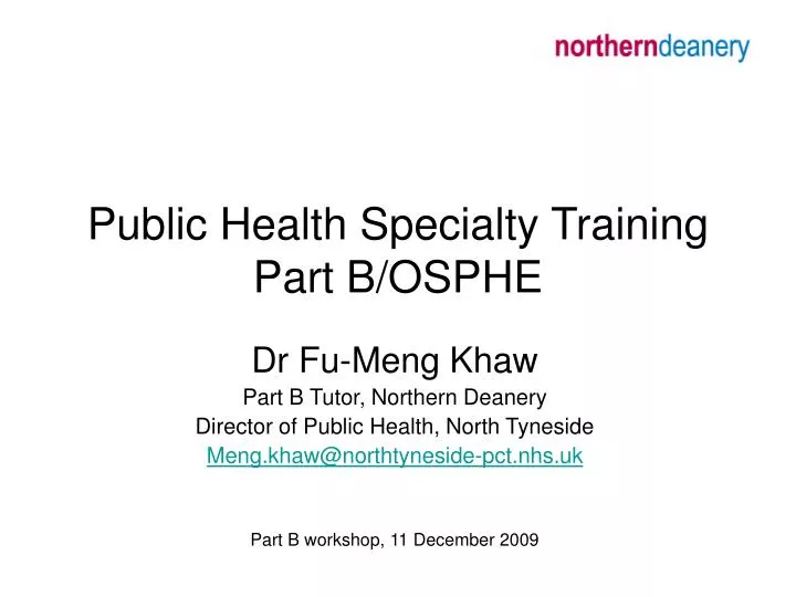 public health specialty training part b osphe