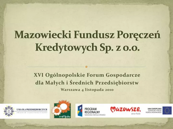 mazowiecki fundusz por cze kredytowych sp z o o