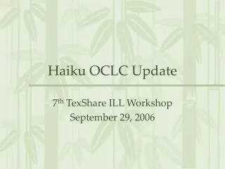 Haiku OCLC Update