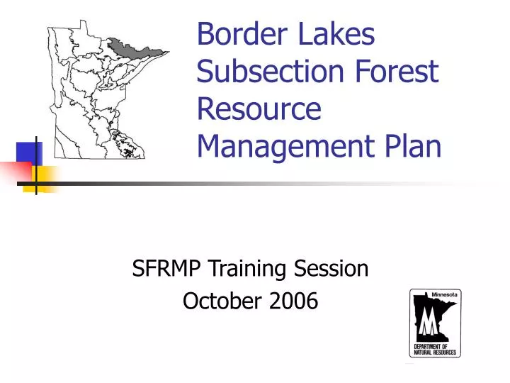 border lakes subsection forest resource management plan